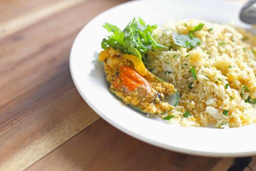 Arroz cremoso con verduras y mejillones