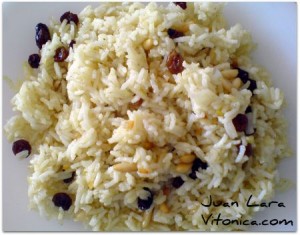arroz basmati con pasas y pinones