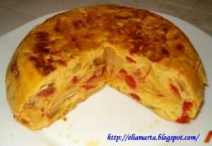 tortilla de chorizo y pimientos