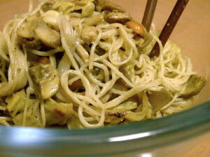 pasta con champiñones