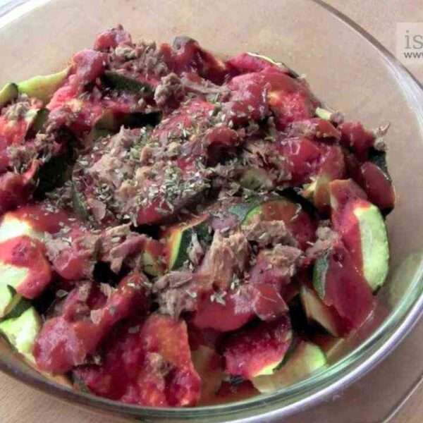 Receta de calabacín con sabor a pizza al microondas