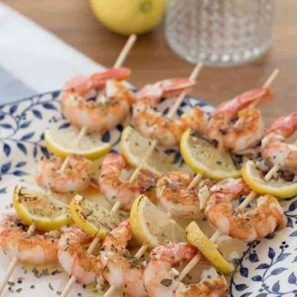 Brocheta de gambas marinadas en tus barbacoas de verano