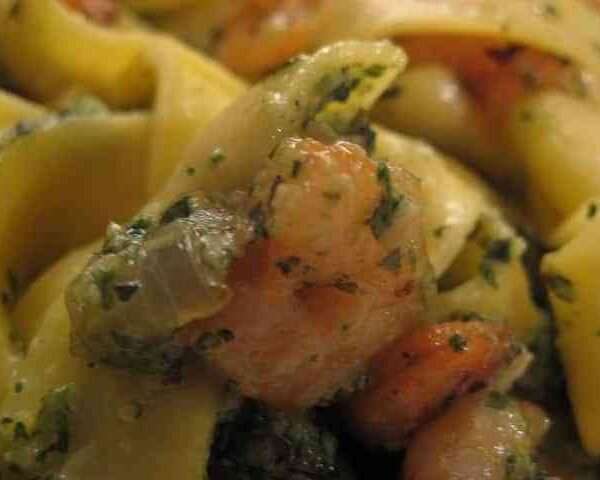 Macarrones con gambas