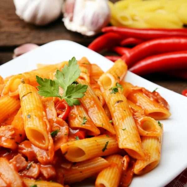 Macarrones con verdura y queso mozzarella sin lactosa