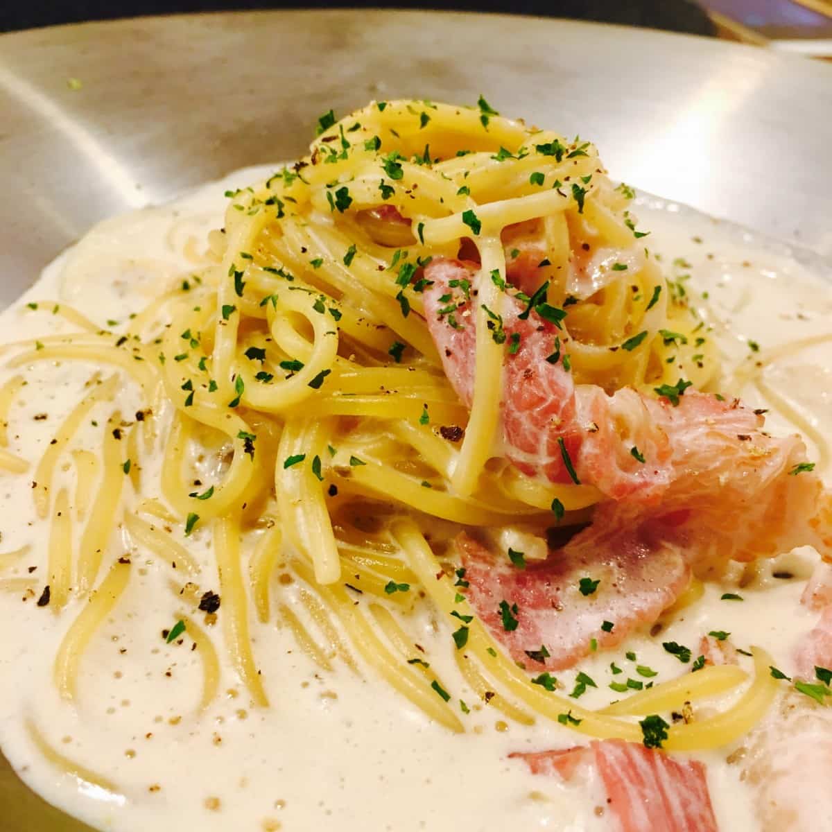 Receta de espaguetis con Salmon Ahumado