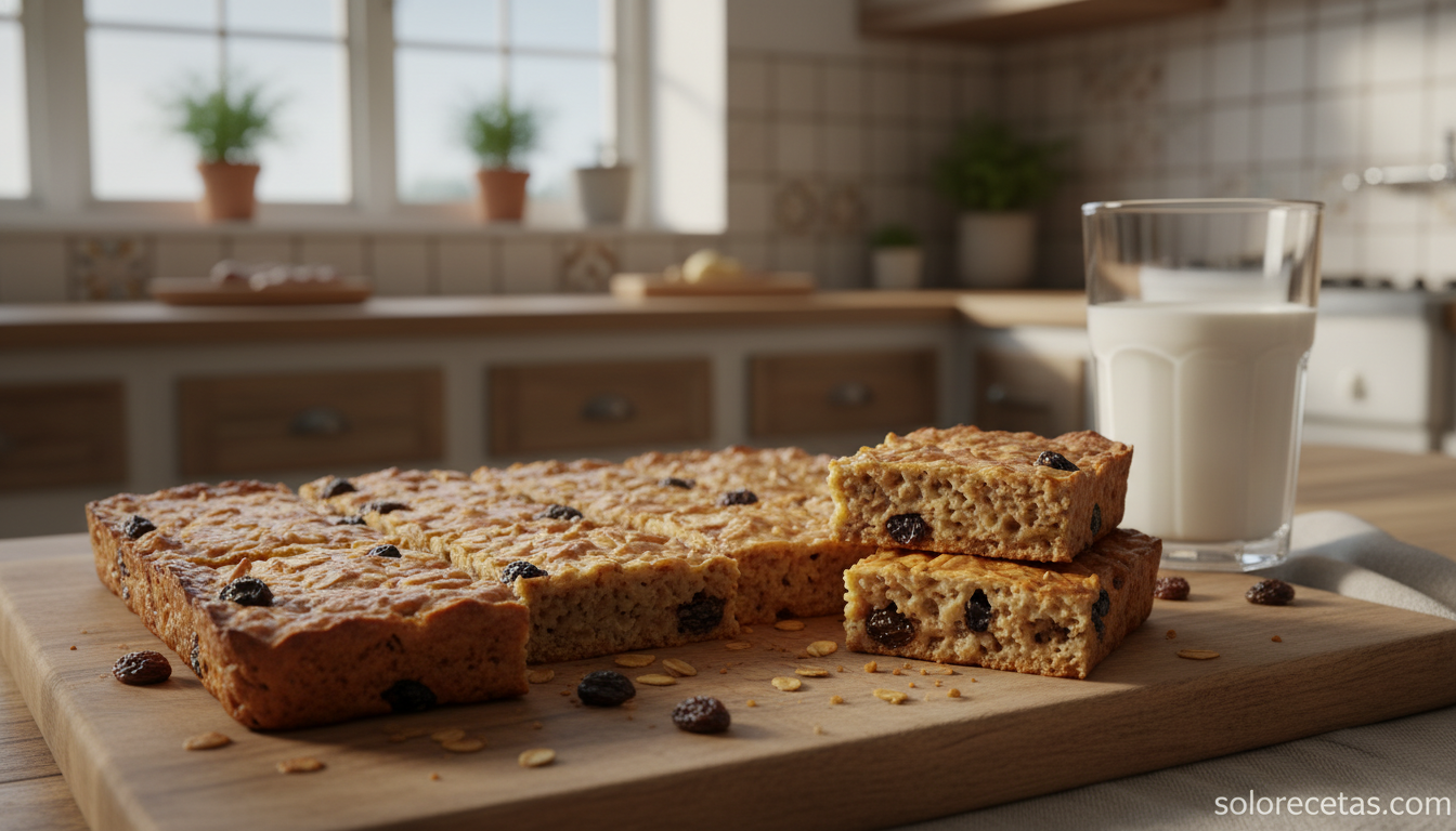 Barritas de avena y plátano caseras para merienda infantil