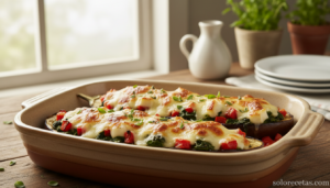 Berenjenas rellenas con espinacas y tomate gratinadas al horno