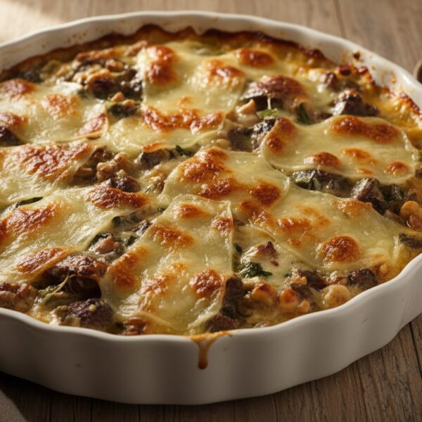 Cordero con nueces al horno con queso manchego gratinado