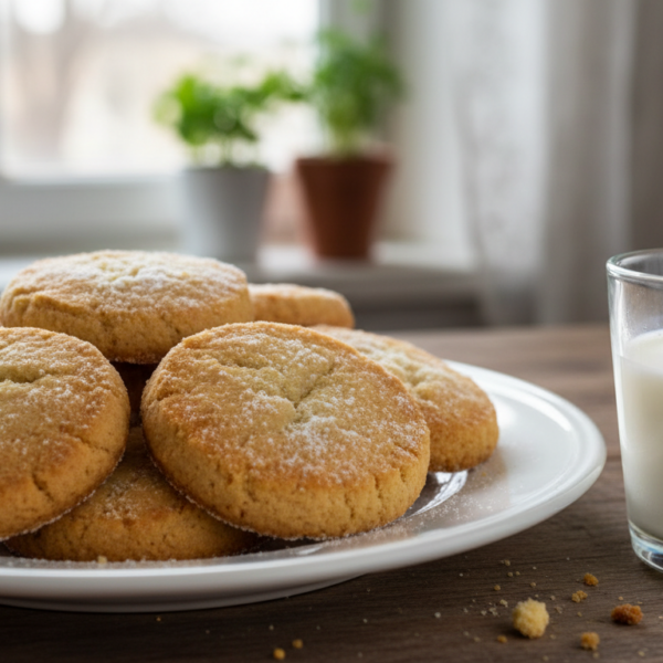 Galletas de mantequilla caseras recien horneadas sobre plato blanco