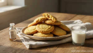 Galletas de mantequilla y vainilla caseras en plato de ceramica