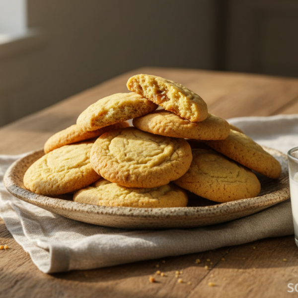 Galletas de mantequilla y vainilla caseras en plato de ceramica
