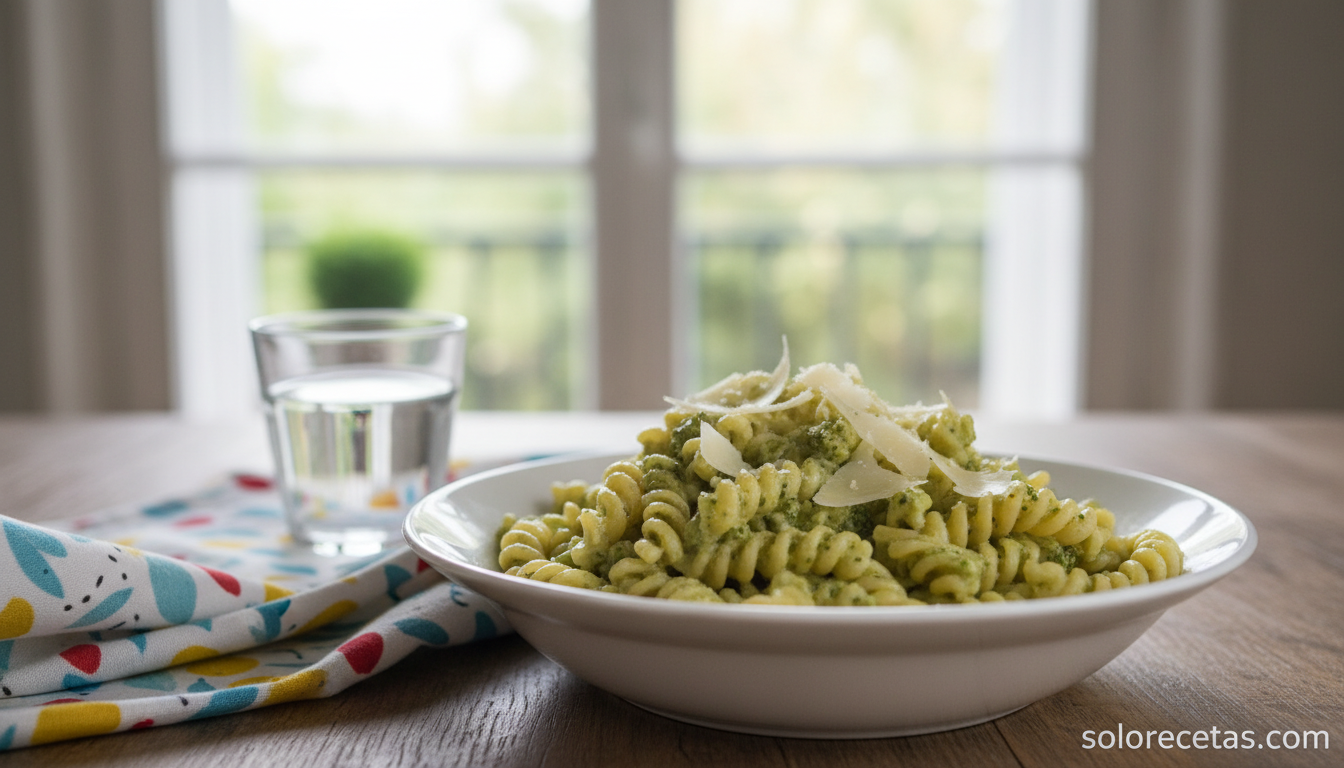Pasta con salsa de brócoli cremosa para niños