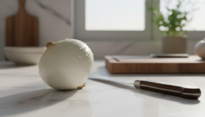 Cebolla recién sacada del frigorífico para picar sin llorar