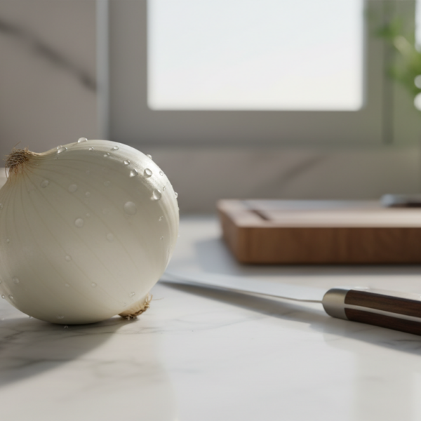 Cebolla recién sacada del frigorífico para picar sin llorar