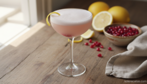 Cóctel Pink Lady clásico con ginebra, granadina y clara de huevo en copa de cóctel