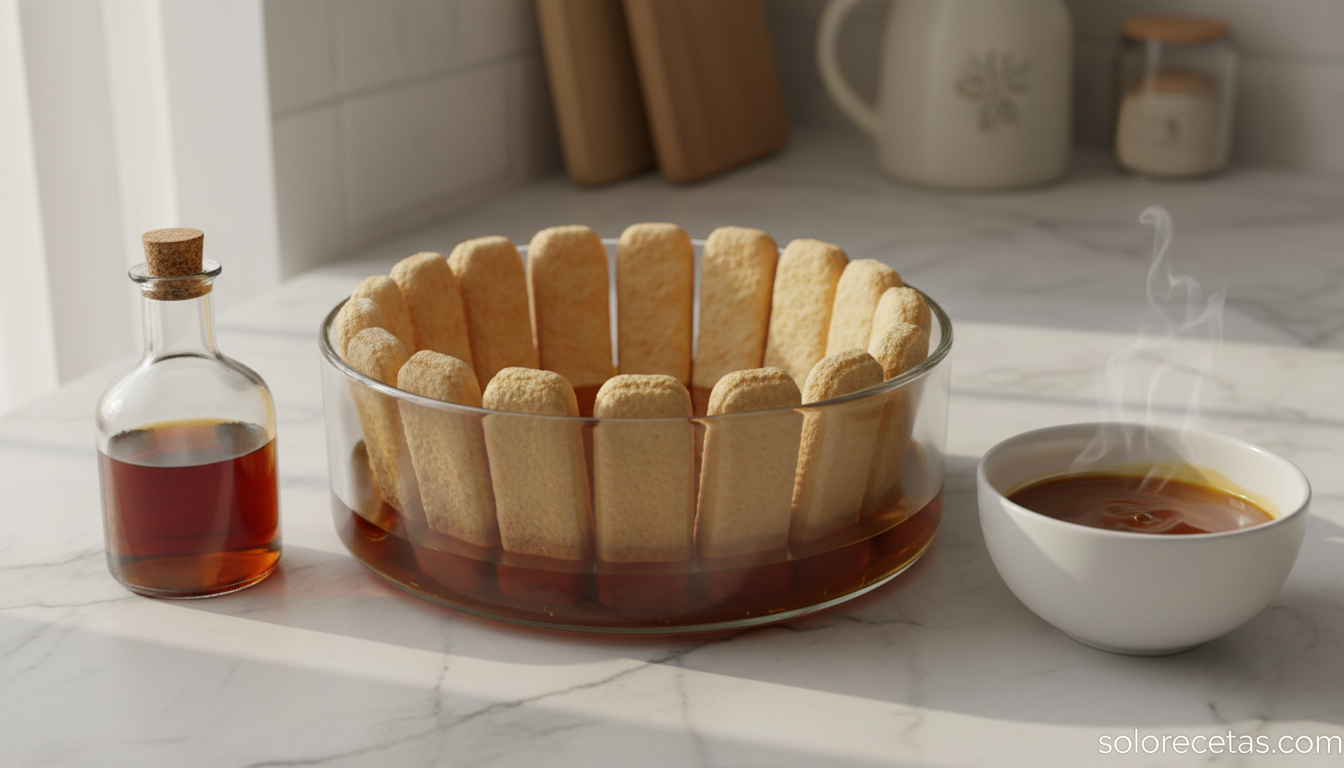 Pudin fácil y rápido con bizcochos y caramelo: receta en 15 minutos 1 Molde con caramelo y bizcochos listos para el pudin