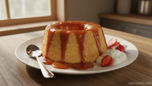 Pudin facil y rapido con caramelo y nata montada