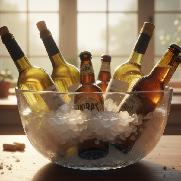 Truco para enfriar bebidas rapido con hielo agua y sal en recipiente