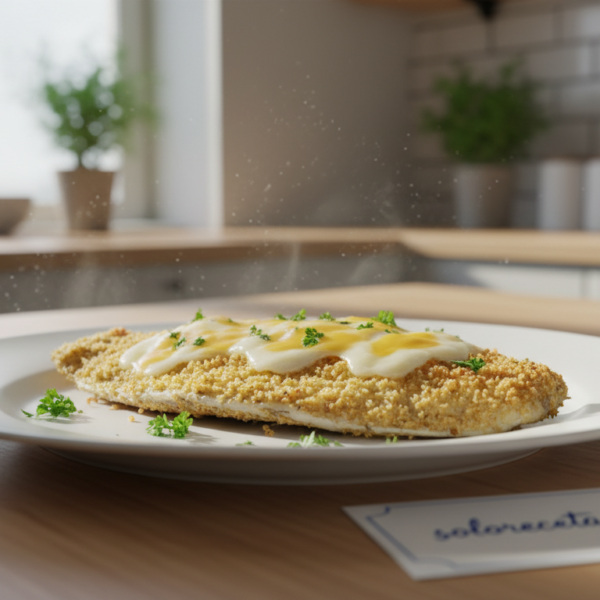 Lenguado al horno con queso y pan rallado dorado