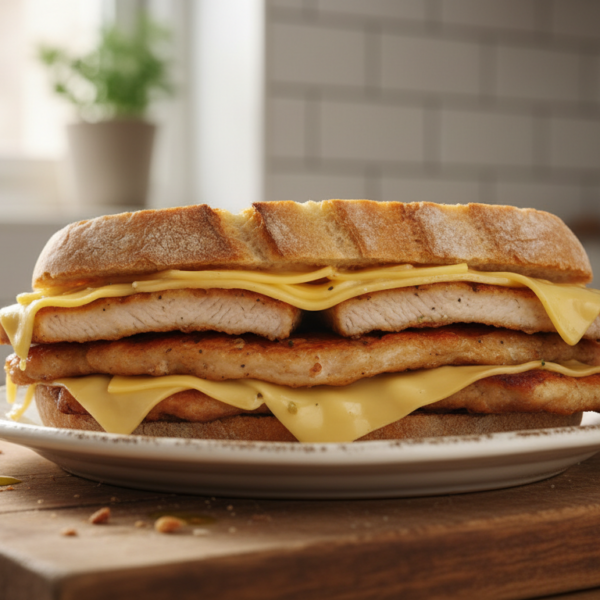 Bocadillo de lomo con queso frito casero