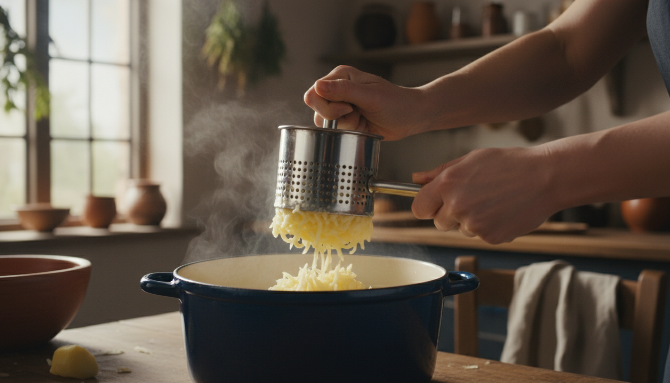 Puré de patatas casero: cremoso de verdad 1 Pasando las patatas por el pasapurés