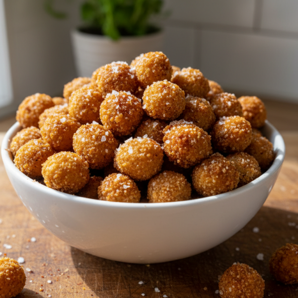 Garbanzos fritos crujientes con pimentón en bol blanco