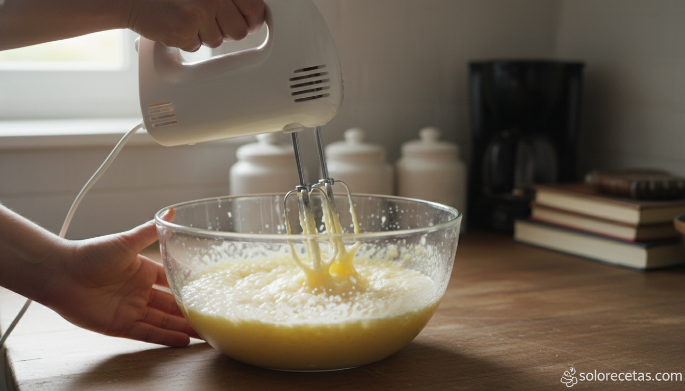 Crema de mascarpone con granadas: postre en copa sin horno 1 Batiendo huevos con azúcar hasta que doblen de volumen