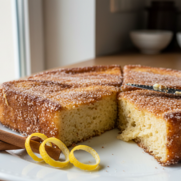 Torrijas caseras rebozadas con azúcar y canela en plato blanco