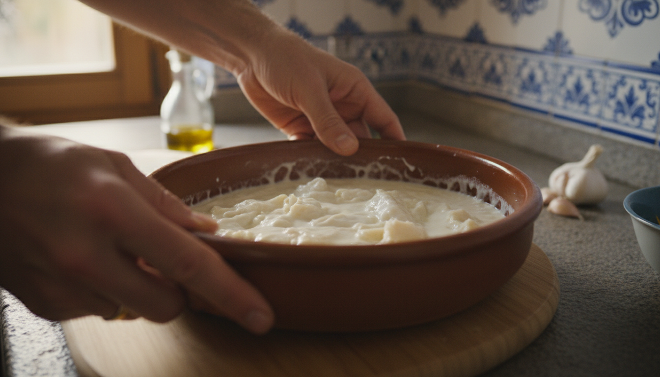 Bacalao al pil pil: receta vasca clásica paso a paso 1 Moviendo la cazuela en círculos para ligar la salsa pil pil