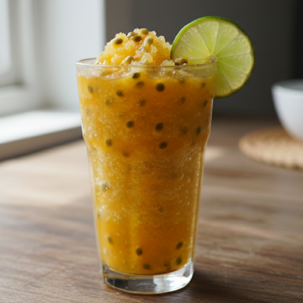 Granizado de fruta de la pasión casero con virutas de hielo