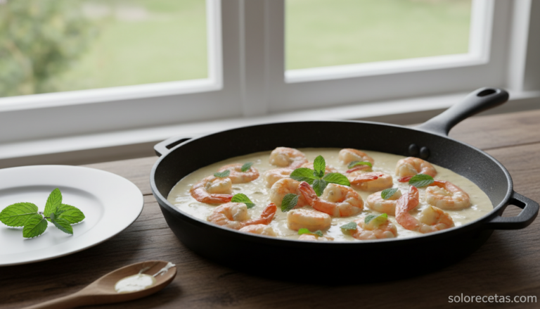 Home Elementor 6 Gambas a la menta con café y nata en sartén