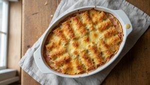 Canelones de cangrejo gratinados con bechamel y queso gruyer