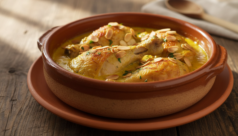 Home Elementor 9 Pollo en pepitoria tradicional español con almendras y azafrán