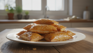 Pestiños caseros andaluces bañados en miel en plato blanco