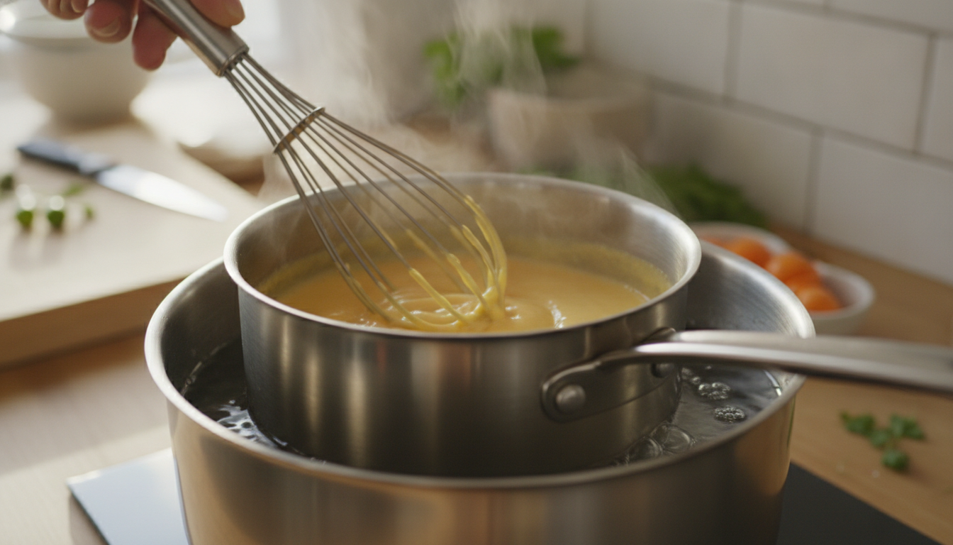 Salsa bearnesa casera: receta clásica francesa paso a paso 1 Yemas de huevo batidas al baño María para ligar la salsa bearnesa
