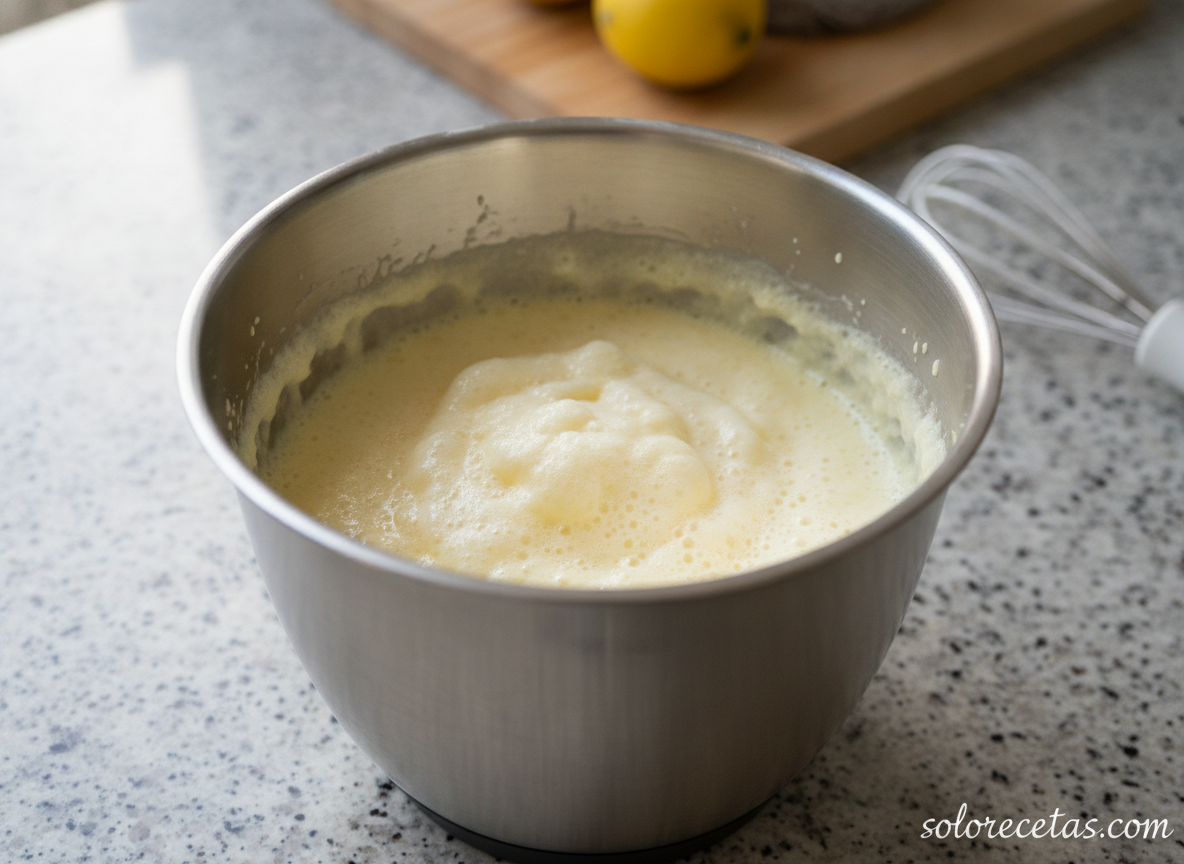 Huevos montados con azúcar en el Thermomix para bizcocho sin gluten