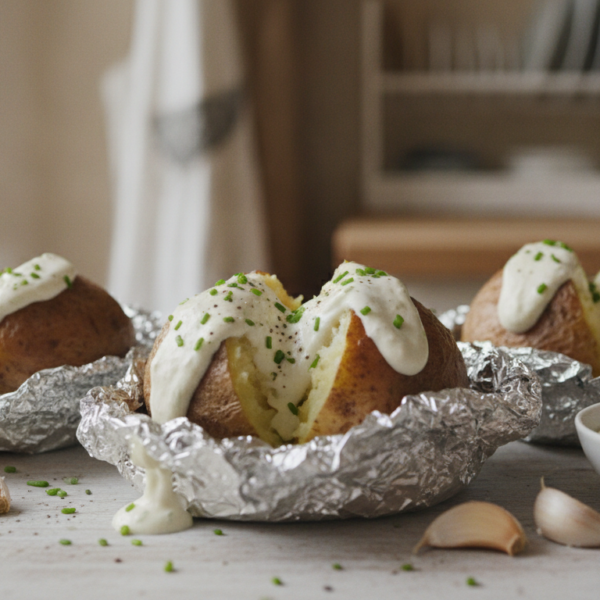 Patatas al horno con alioli de tofu vegano