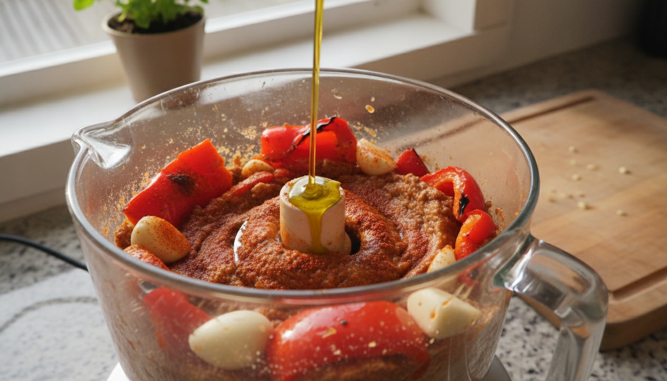 Papas arrugas con mojo picón: receta canaria 2 Ingredientes del mojo picón rojo triturados en batidora