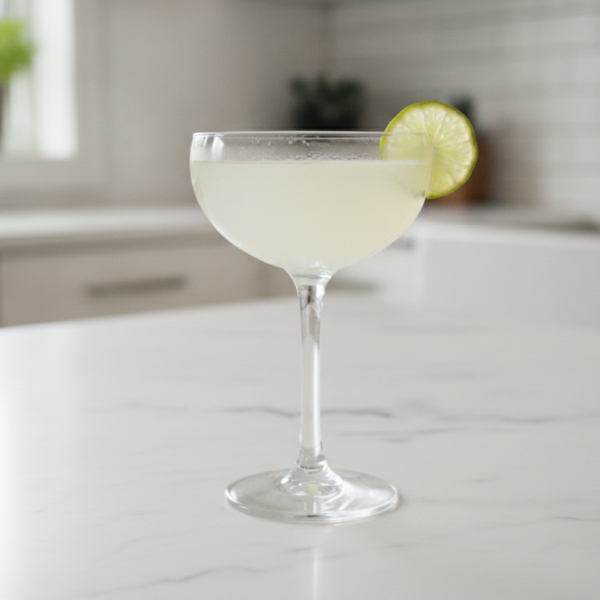 Daiquiri clásico de ron blanco y limón en copa de cóctel