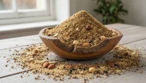 Dukkah egipcia casera con avellanas, sésamo y especias