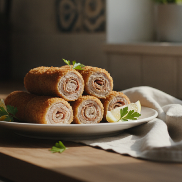 San jacobos de solomillos con riñones y panceta recién fritos