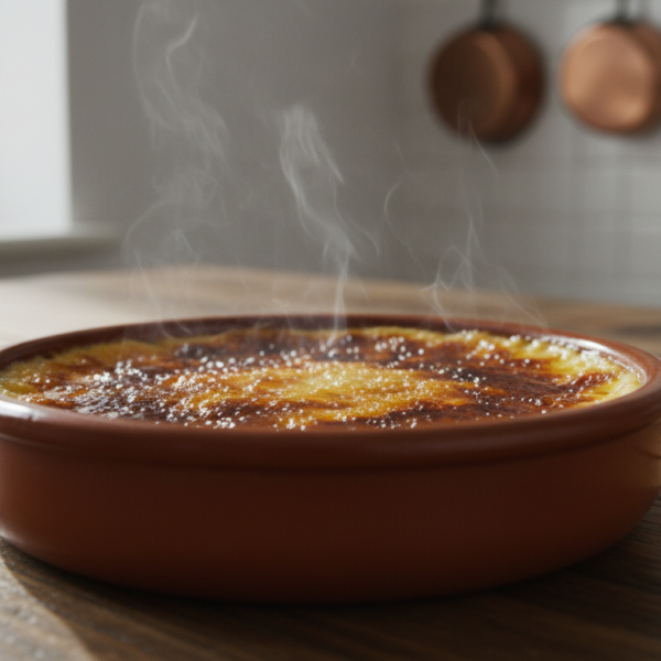 Crema catalana tradicional con costra de azúcar caramelizado
