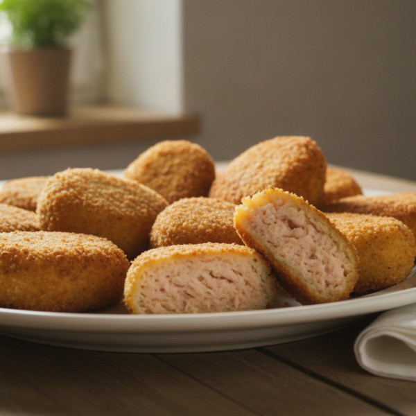 Bolas de salmón fritas rebozadas con puré de patata