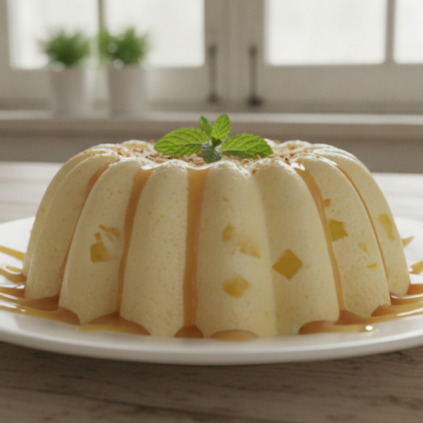 Tarta helada de piña desmoldada con caramelo