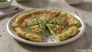 Tortilla verde cortada en porciones sobre un plato