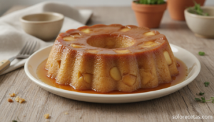 Flan de manzana desmoldado con caramelo
