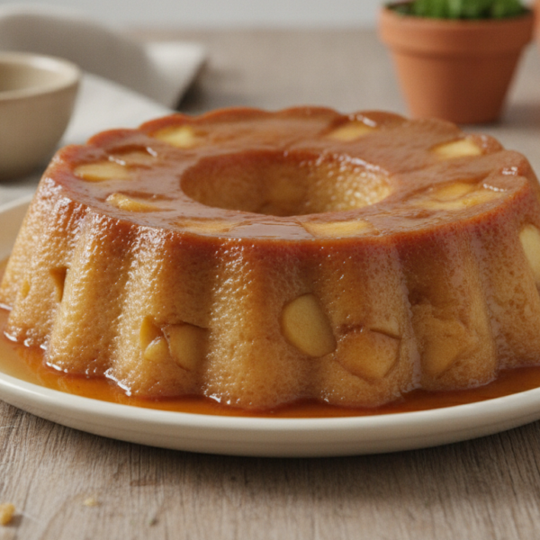 Flan de manzana desmoldado con caramelo