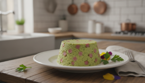 Flan de lechuga desmoldado en un plato