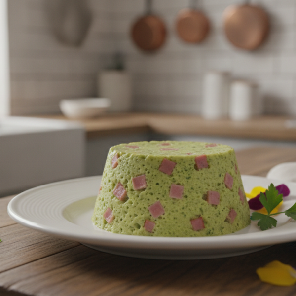 Flan de lechuga desmoldado en un plato