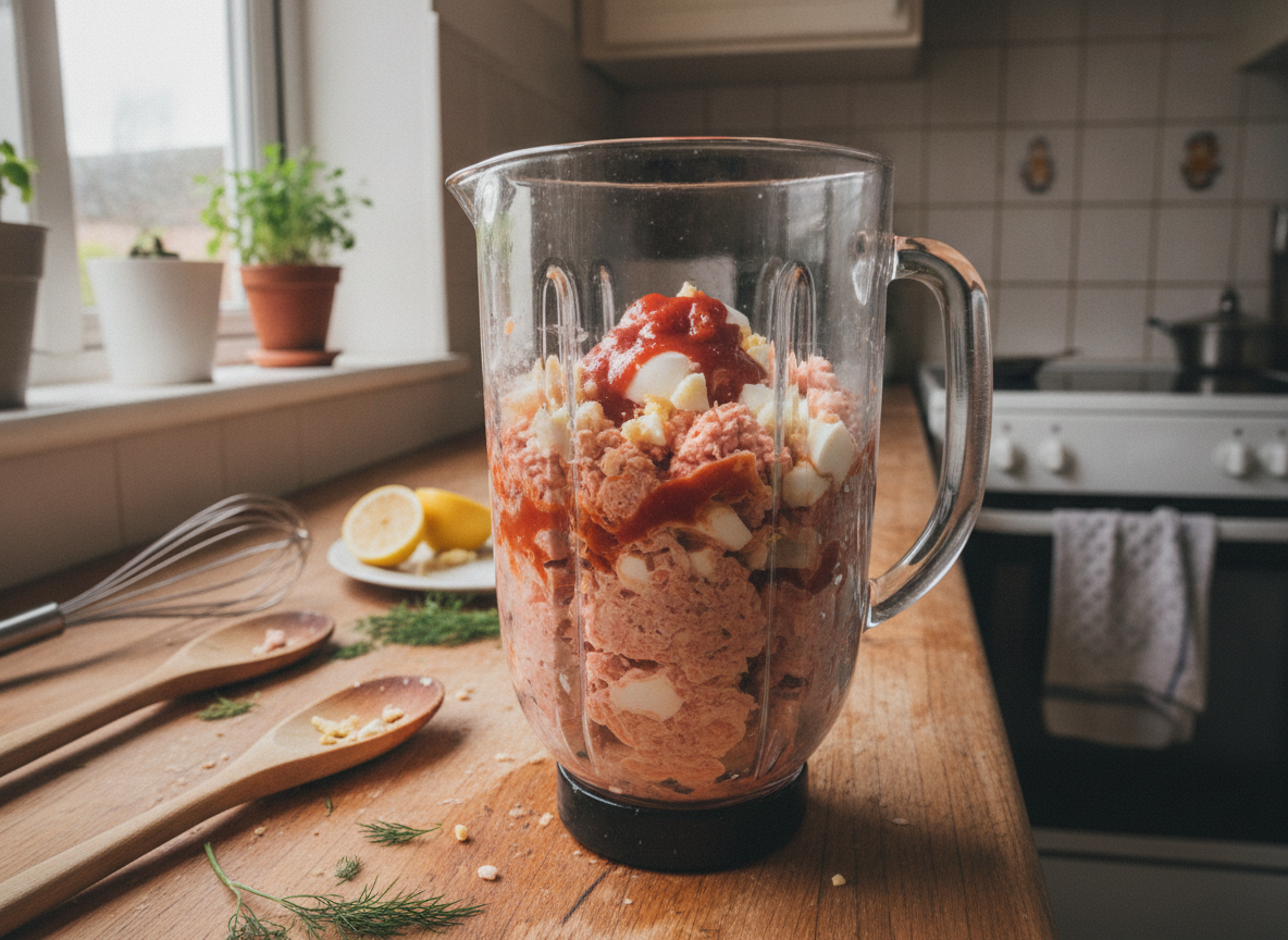 Mezcla de salmón lista para triturar
